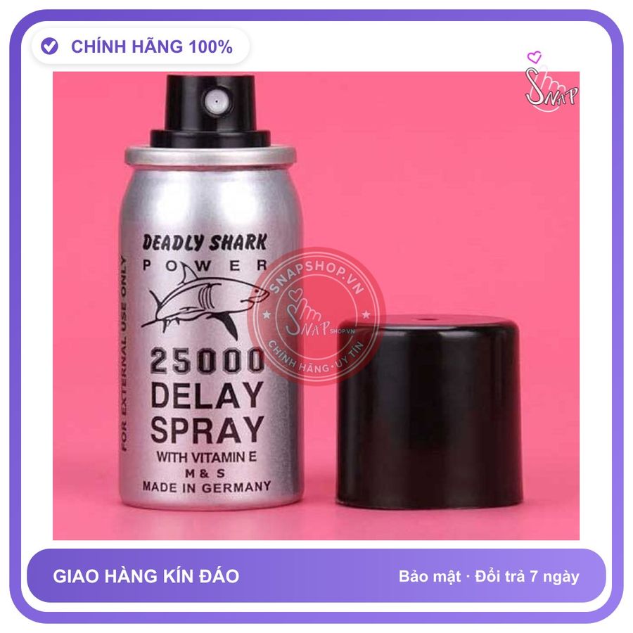 (Che Tên) Xịt kéo dài thời gian quan hệ cho nam Đức Deadly Shark 25000 – Kéo Dài Thời Gian Hộp Trắng Kín