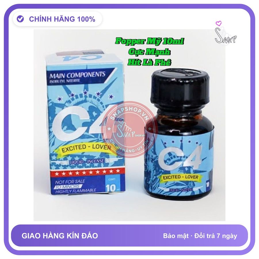 (Che Tên) Chai Hít Trực Tiếp Vào Mũi, Kích Thích Hưng Phấn Tức Thì, Popper 10ml USA Hộp Trắng Kín