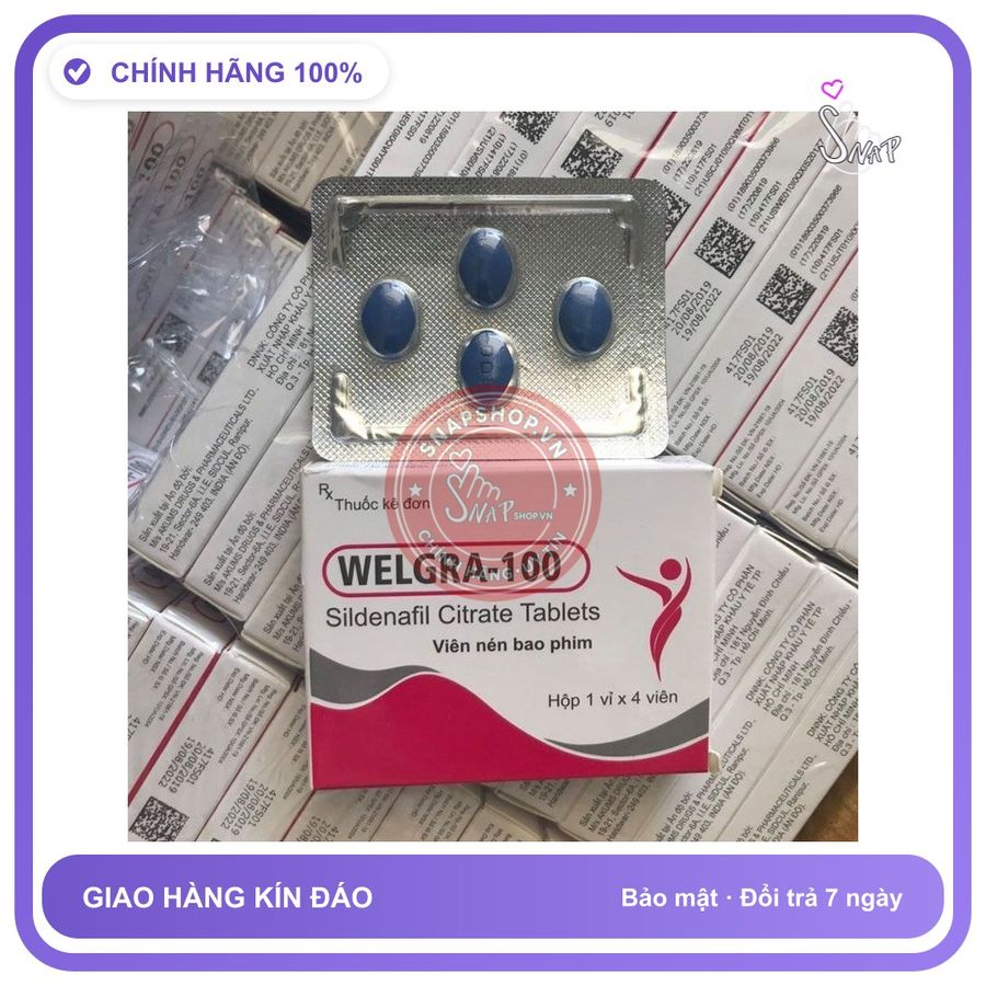 (Che Tên) Viên uống cường dương Ấn Độ Welgra 100mg tăng cường sinh lý nam Hộp Trắng Kín