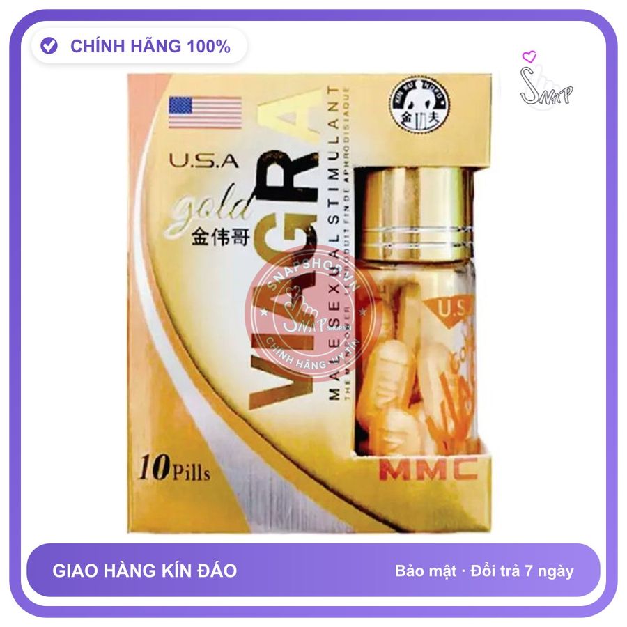 (Che Tên) Viên uống hỗ trợ sinh lý nam v.i.a.g.r.a Gold USA lọ 10 viên - Snapshop
