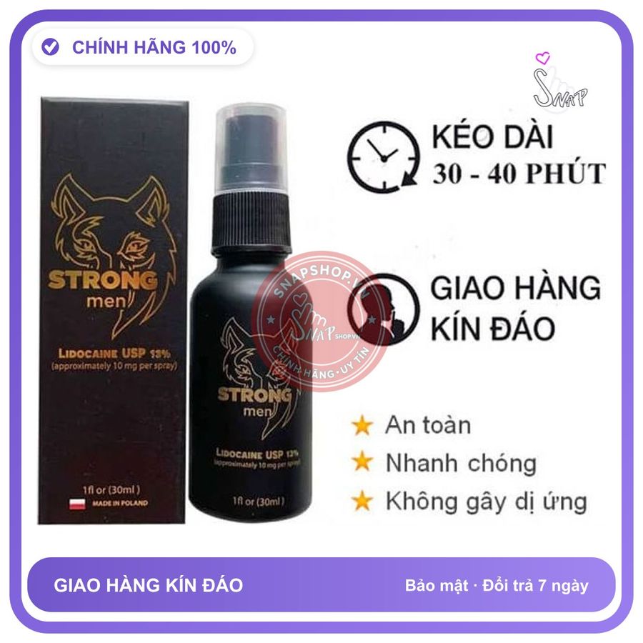 (Che Tên) Xịt Hỗ Trợ Kéo Dài Thời Gian quan hệ Cho Nam Chai xịt Balan Strong men kéo dài thời gian - Chai 30ml 193383 Giao Nhanh Toàn Quốc