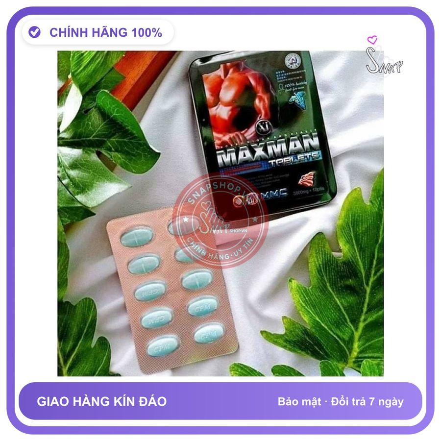 (Che Tên) Viên Uống Maxman Hỗ Trợ Tăng Cường Sinh Lý Nam 3800mg Nhập Khẩu Mỹ hộp 10 viên - Snapshop