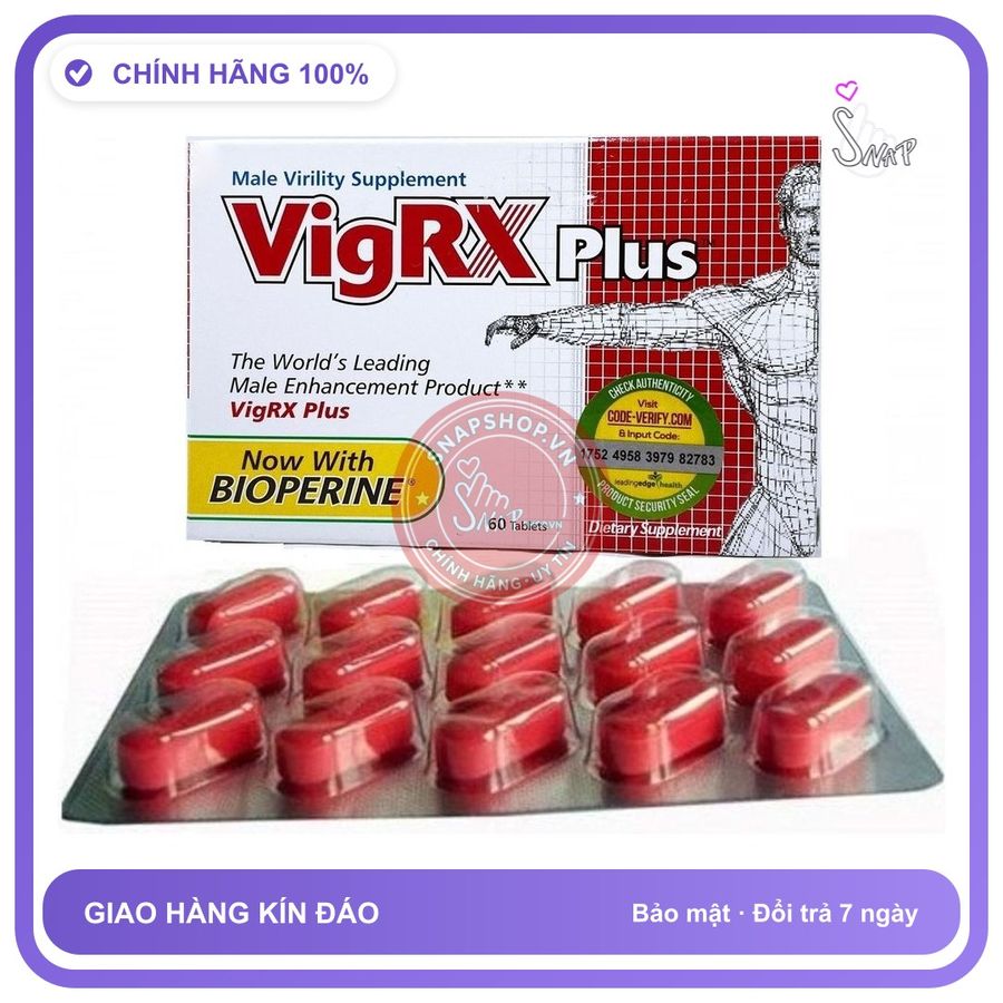 (Che Tên) Viên Uống Hỗ Trợ Tăng Cường Sinh Lý Nam Cao Cấp VigRX Plus USA Hỗ Trợ 24/7