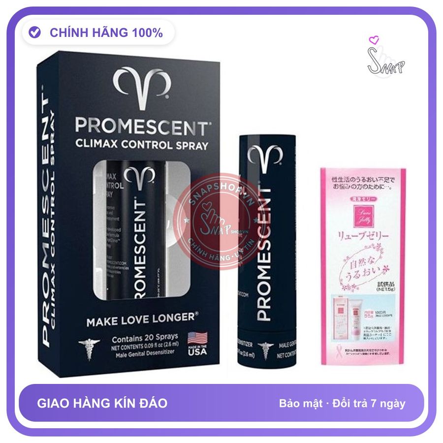 (Che Tên) Xịt Promescent Delay Spray 2.6ml USA Kèm Gel Gói Jex Nhật Giao Nhanh Toàn Quốc