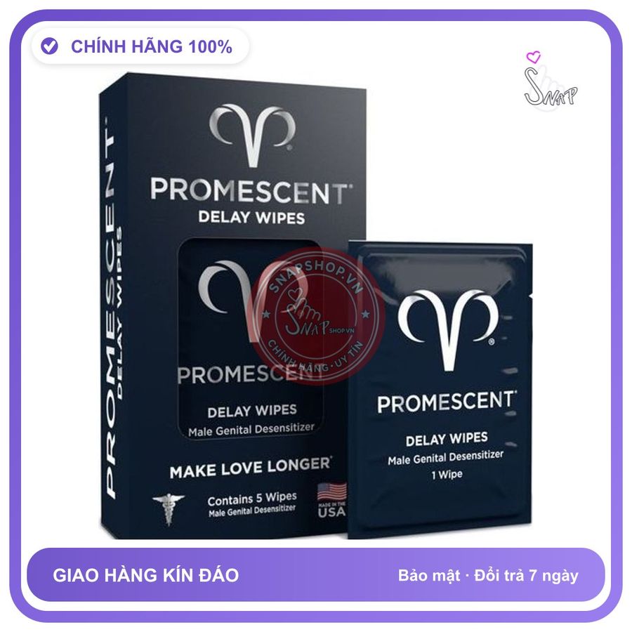 (Che Tên) Khăn Promescent Delay Wipes giúp kéo dài thời gian cho nam 5s Hỗ Trợ 24/7
