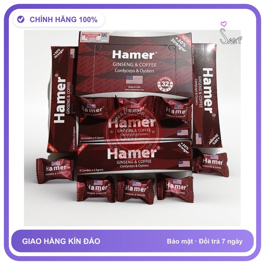(Che Tên) Hộp 32 viên, Kẹo Hamer Mỹ Chính Hãng, Kích Thích Cực Mạnh, Che Tên Chuẩn Auth