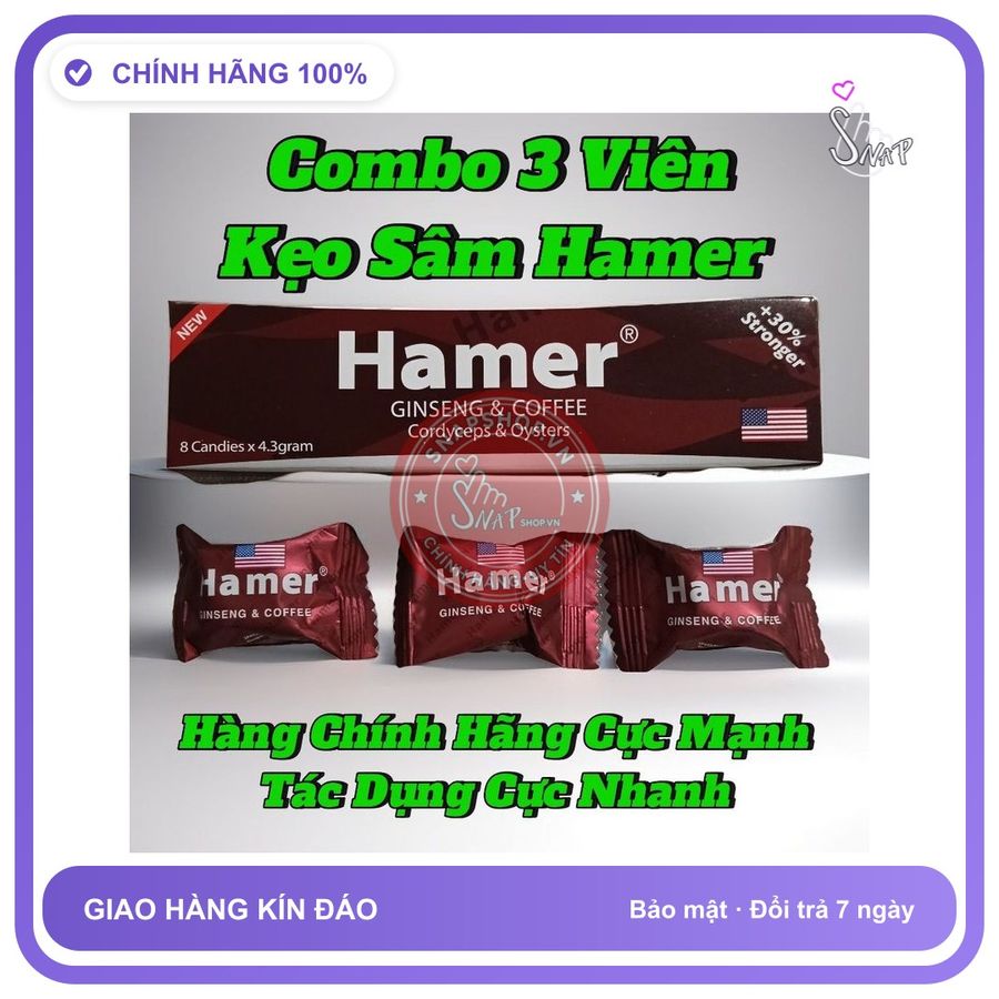 (Che Tên) Combo 3 Viên Kẹo Hamer Mỹ Chính Hãng, Cực Mạnh, Kích Thích Tác Dụng Cực Nhanh - Hàng Mới Về