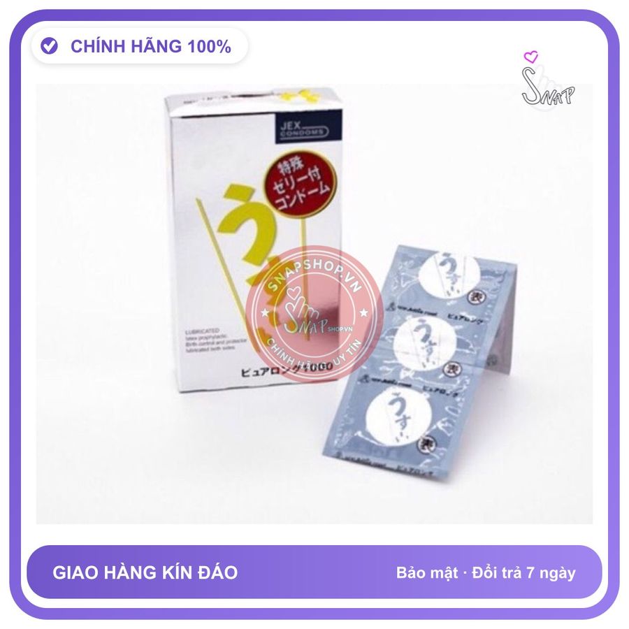 (Che Tên) Bao Cao Su Chống Xuất Sớm Jex Usui Pure Long Nhật Bản 12s Hỗ Trợ 24/7