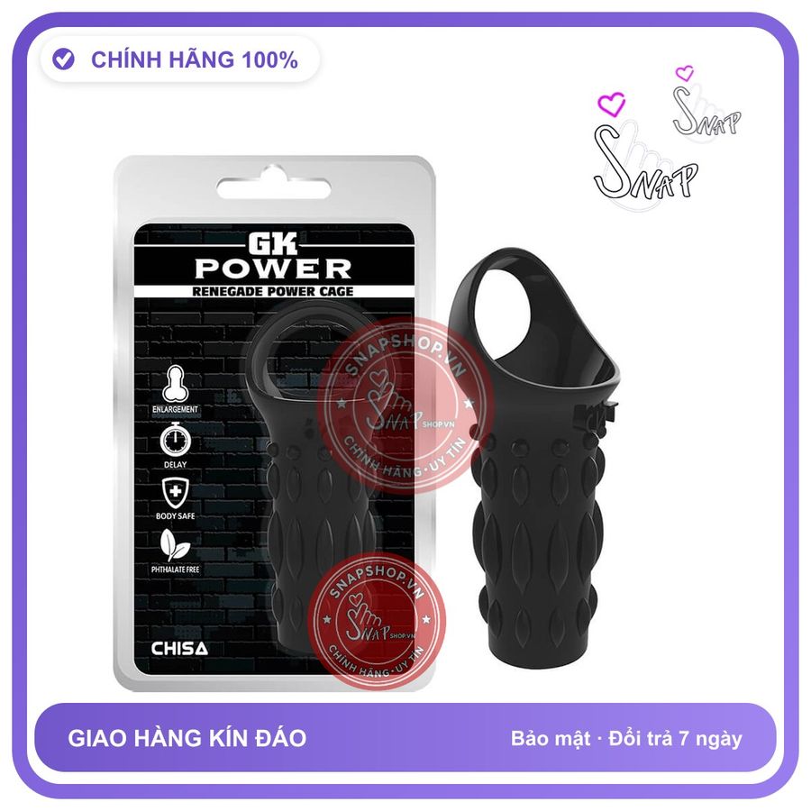 (Che Tên) (Snapshop) Bao cao su đôn dên Chisa Renegade Power Cage - Black Chính Hãng Hỗ Trợ 24/7