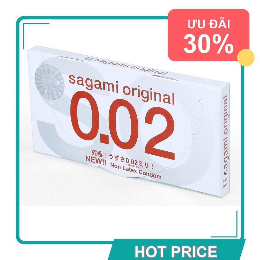 (Che Tên) Bao Cao Su Sagami Original Non Latex Siêu Mỏng 0.02mm - Hộp 2 Cái Cao Cấp Bảo Đảm