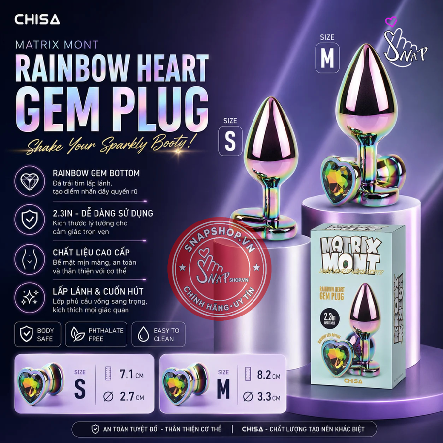 (Snapshop) Phích Cắm Hậu Môn Maxtrix Mont Rainbow Heart Gem Plug Chính Hãng