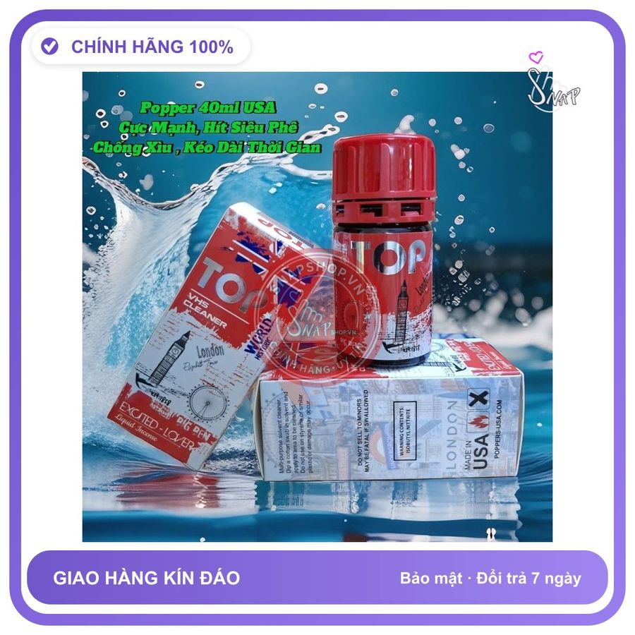 (Che Tên) Chai Hít Kích Thích Hưng Phấn Cho Top, Cực Mạnh, Chống Xìu, Popper 40ml USA Bảo Mật Tuyệt Đối