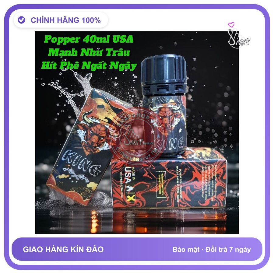 (Che Tên) Chai Hít Siêu Phê, Popper 40ml USA,Dòng Cao Cấp Cực Mạnh, Phê Ngất Ngây Hộp Trắng Kín
