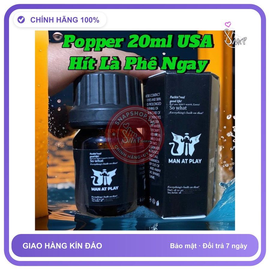 (Che Tên) Chai Hít Tăng Khoái Cảm Popper 20ml USA, Dòng Cực Mạnh, Hít Là Phê Hộp Trắng Kín