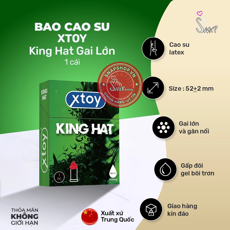 (Snapshop) Bao Cao Su Xtoy King Hat Gai Lớn Hương Vani Chính Hãng
