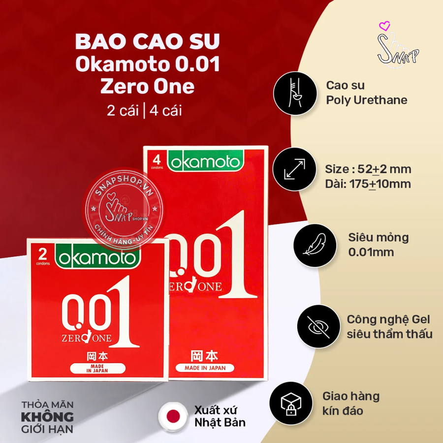 (Snapshop) Bao Cao Su Nhật Bản Okamoto 0.01 Zero One Chính Hãng
