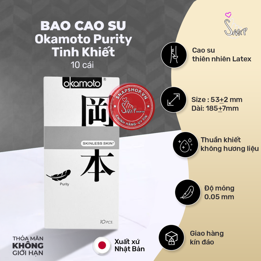 (Snapshop) Bao Cao Su Nhật Bản Okamoto Purity Tinh Khiết Chính Hãng Chính Hãng