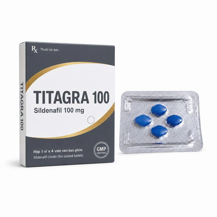 Viên uống hỗ trợ tăng cường sinh lý nam Titagra 100 4 Viên Chính Hãng