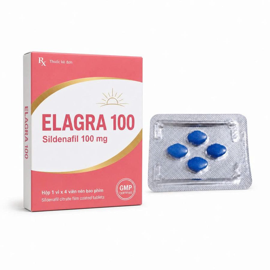 Hàng Chuẩn Nhập Khẩu - Viên Hỗ Trợ hỗ trợ tăng cường sinh lý nam Elagra 100 4 Viên mẫu 2 1 vỉ x 4 viên - hàng nhập khẩu,