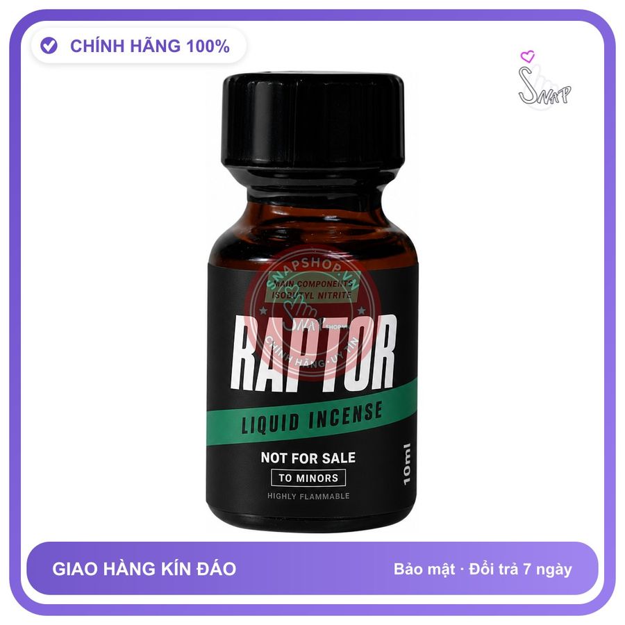 Chai hít tăng khoái cảm kích thích Popper RAPTOR 10ml Chính hãng