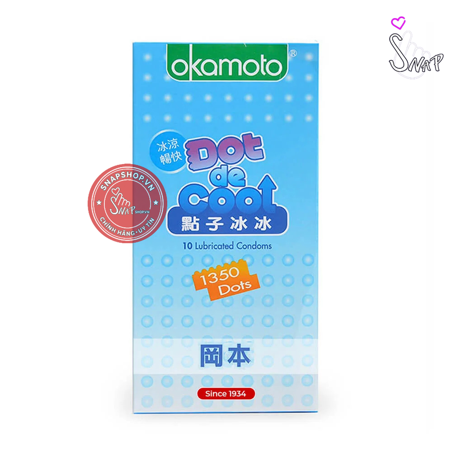 (Snapshop) Bao cao su Okamoto Dot De Cool - Gai lạnh, kéo dài thời gian - Hộp 10 cái Chính Hãng