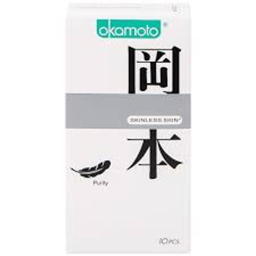 Bao Cao Su Okamoto Skinless Skin Purity Hộp 10 Chiếc Siêu Mỏng Trơn, Khử Mùi Tinh Khiết Nhập Khẩu Chính Hãng