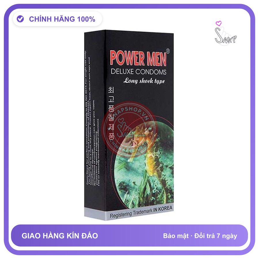 Double Safe LONG SHOCK - Bao cao su Cá Ngựa Hộp 12 cái Chính Hãng Giao Kín