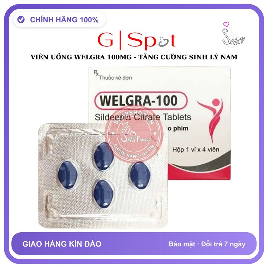 Welgra - Viên Cường Dương 100 Tăng Cường Sinh Lý Nam Giao Kín Đáo