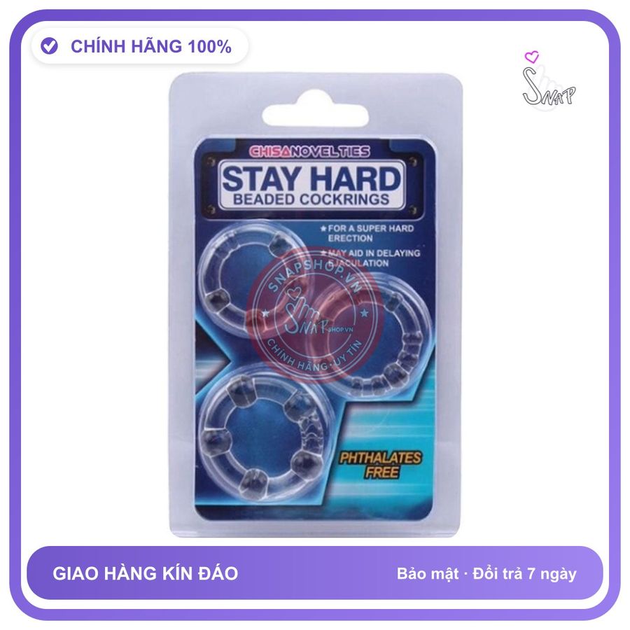 Stay Hard - Bộ 3 vòng đeo hỗ trợ kéo dài thời gian cho nam Nhập Khẩu Chính Hãng