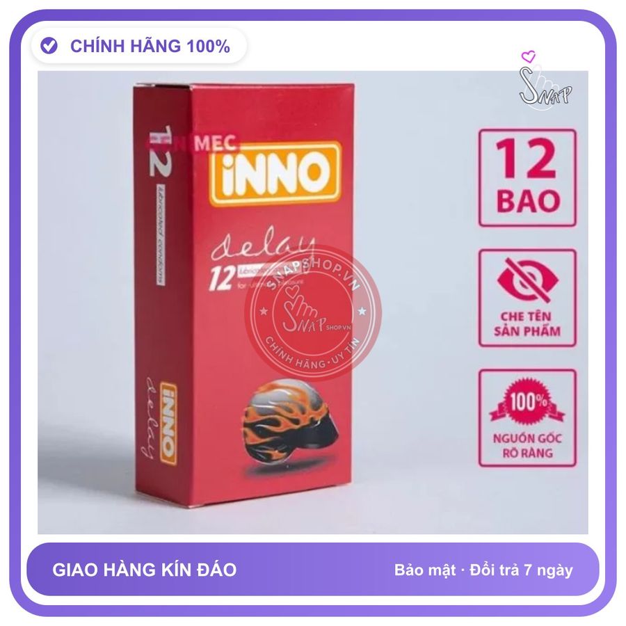 Hàng Nội Địa Cao Cấp - Hộp 12 Cái Bao Su Cao Cấp INNO DELAY Chống Xuất Tinh Sớm, Kéo Dài Thời Gian Quan Hệ