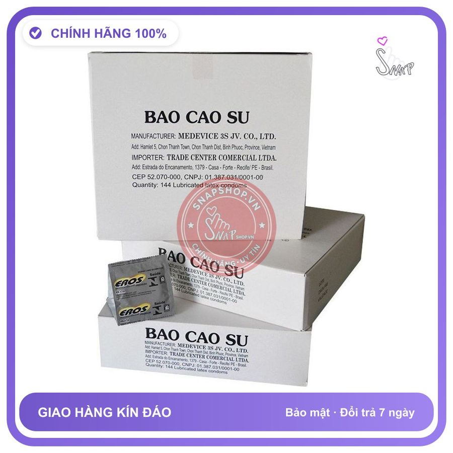 Sản Phẩm Chính Hãng Loại 1 - Bao Su Cao Cấp EROS Dành Cho Khách Sạn, Nhà Nghỉ - Hộp 144 Cái