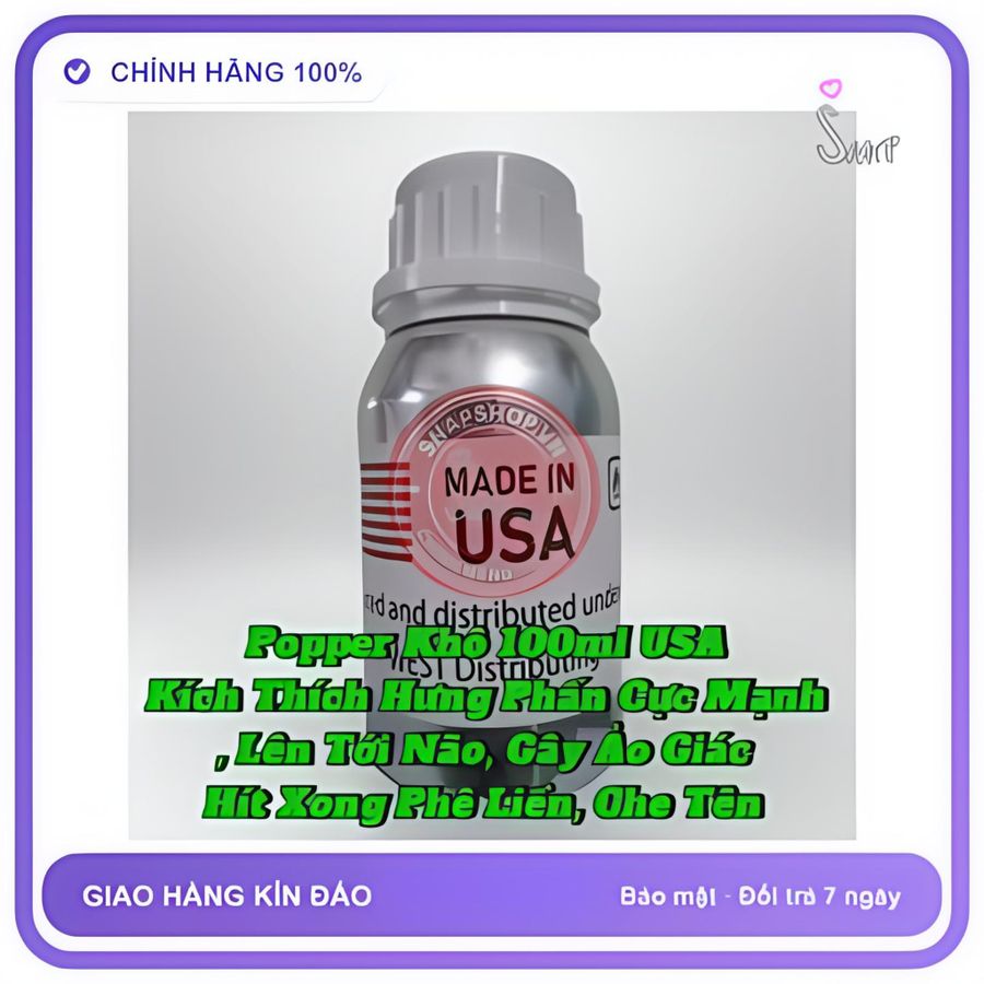 Popper khô 100ml usa , giá sỉ, hàng chính hãng, dùng tốt, che tên 