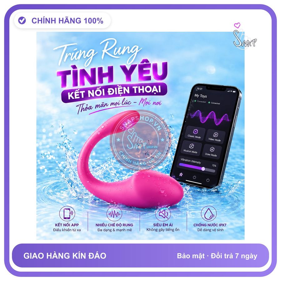 (Che Tên) Trứng rung nòng nọc kết nối điện thoại Hộp Trắng Kín