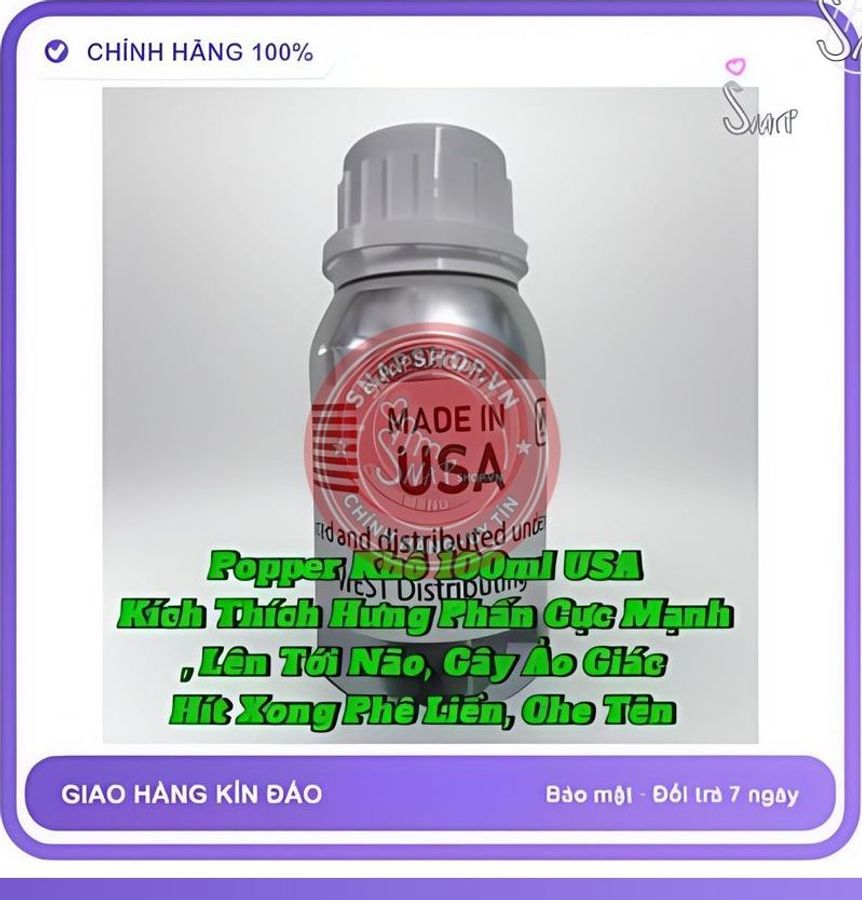 (Che Tên) Popper khô 100ml usa, giá sỉ, hàng chính hãng, dùng tốt, che tên Hộp Trắng Kín