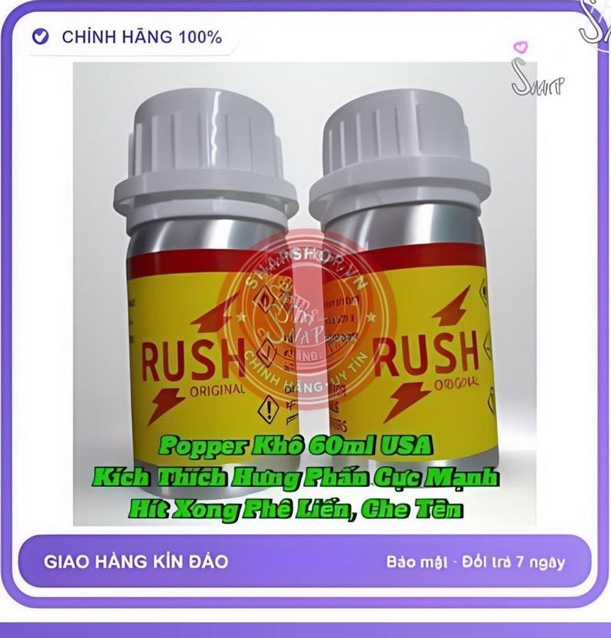 (Che Tên) Popper Rush Original khô 60ml USA, Hàng Chính Hãng,Giá Sỉ Tốt, Che Tên Giao Nhanh Toàn Quốc