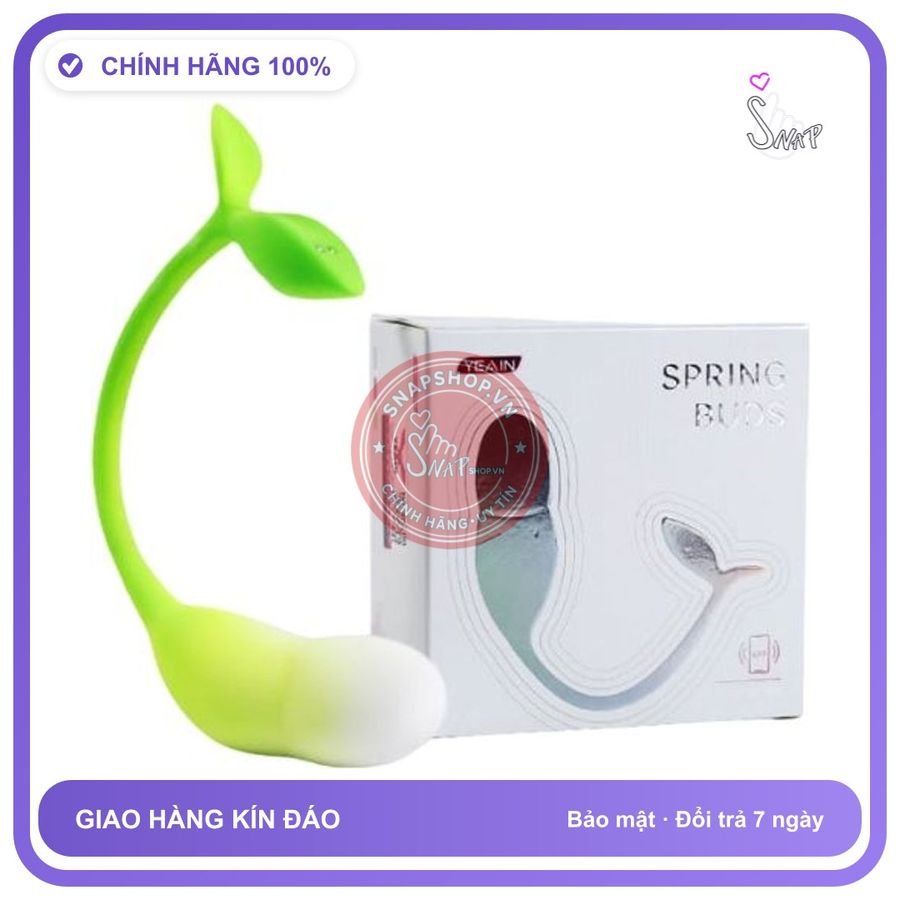 (Che Tên) Trứng Rung Yeain Spring Buds - Dáng Mầm Cây, Điều Khiển App Hộp Trắng Kín