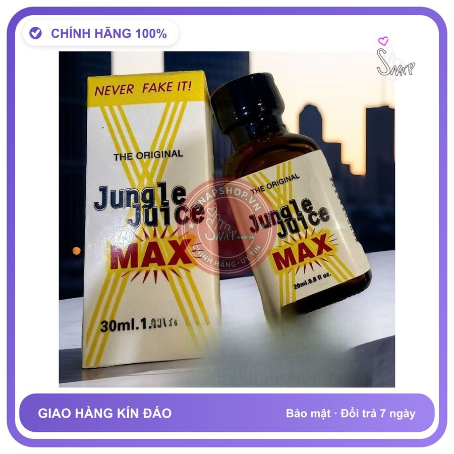 (Che Tên) Popper Jungle Juice MAX 30ml USA - Chai Hít Kích Thích Hưng Phấn, Khoái Cảm Cực Mạnh, Chính Hãng Chuẩn Auth