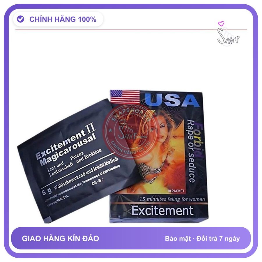 Nước Tăng Ham Muốn Dạng Bột Không có mùi, màu hay vị Cao Cấp Excitement II 1 Hộp 10 Gói - 6Gam Chính hãng Sẵn Hàng