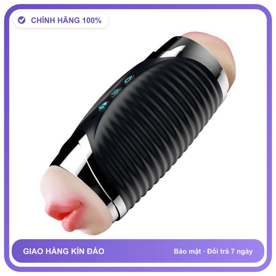 Âm đạo giả 2 Đầu rung phát nhiệt có âm thanh sạc USB Jiuai Black Hole Pro