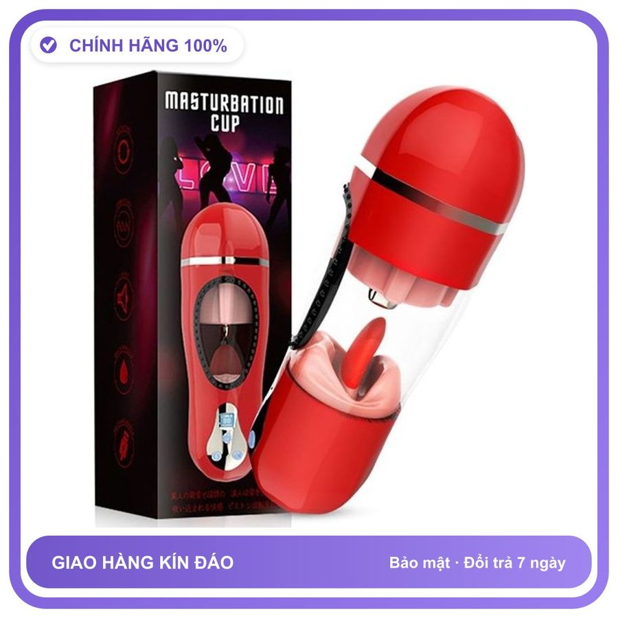 Âm đạo giả rung phát nhiệt liếm có âm thanh sạc USB Wanle King Masturbation