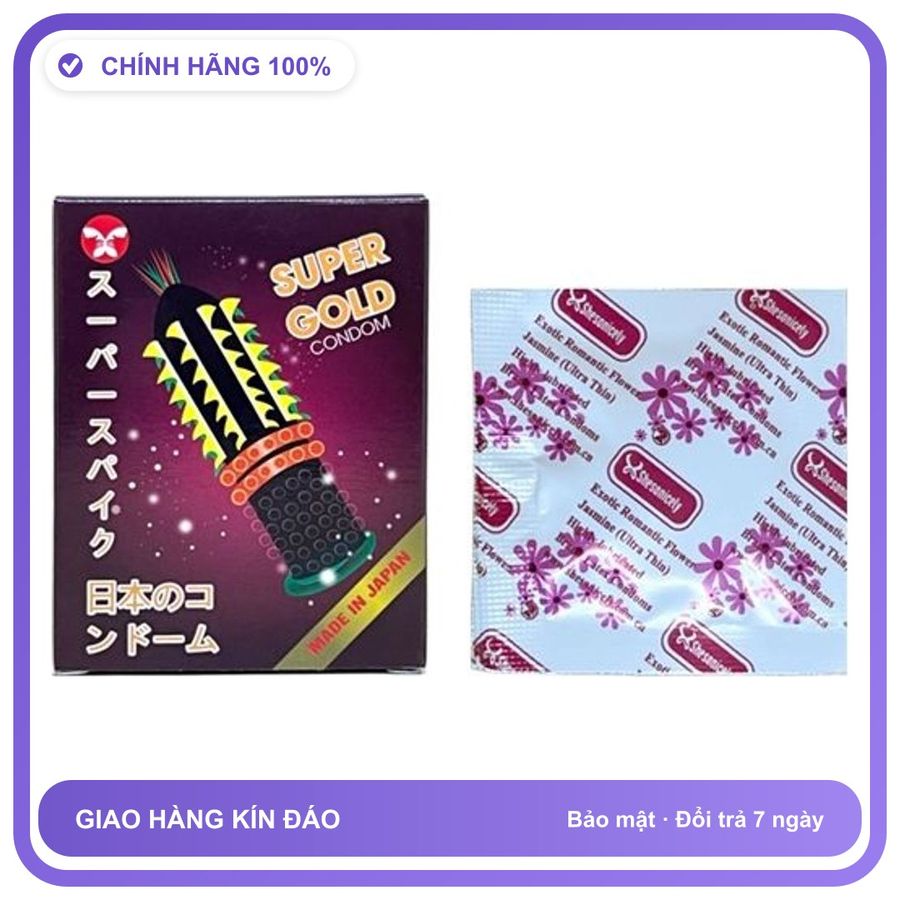 Bao cao su gai bi kiểu Super Gold 1 hộp Hộp 2 cái
