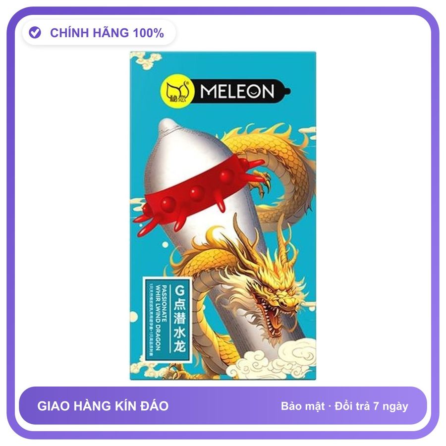 Bao cao su gai bi kiểu Râu Bi Meleon Dragon Xanh Lam Hộp 2 cái