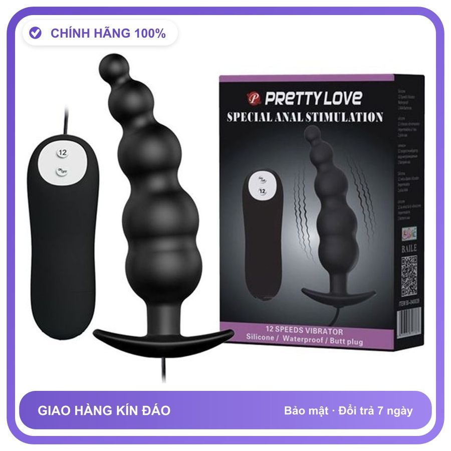 Plug phích cắm hậu môn rung dùng pin Pretty Love Anal