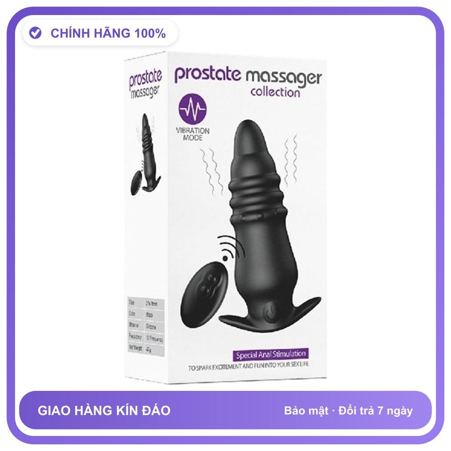 Plug phích cắm hậu môn điều khiển từ xa rung sạc USB Prostate