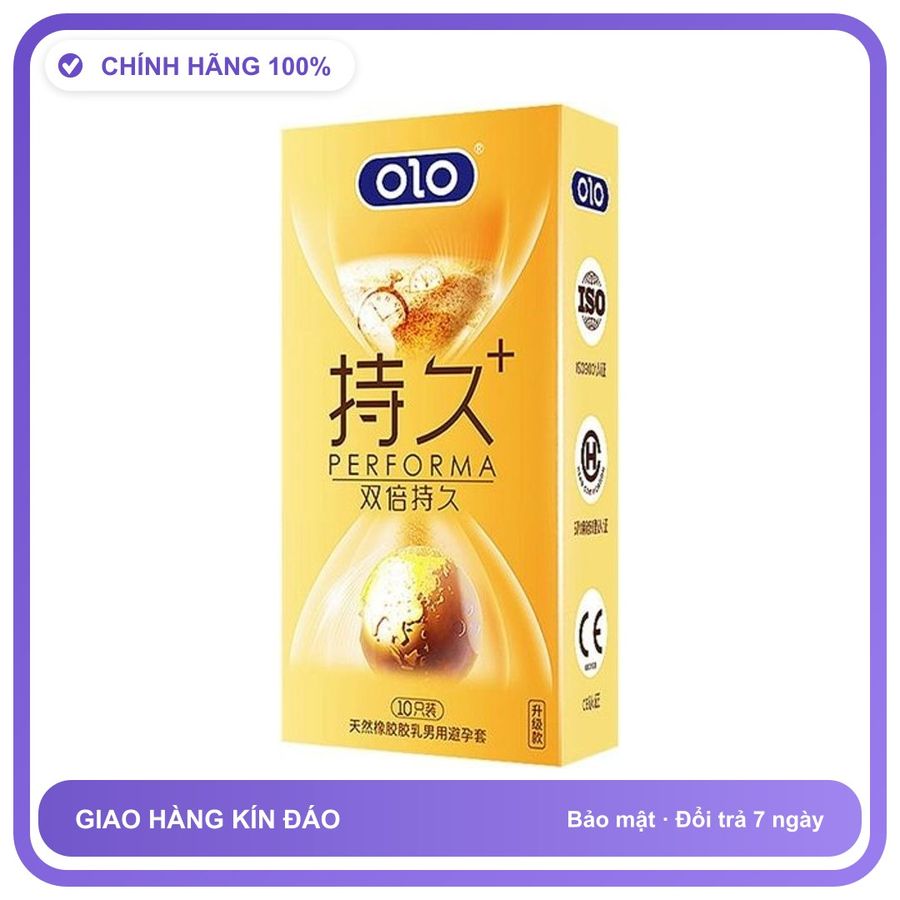 Bao cao su kéo dài quan hệ OLO Performa Vàng Long++ Hộp 10 cái