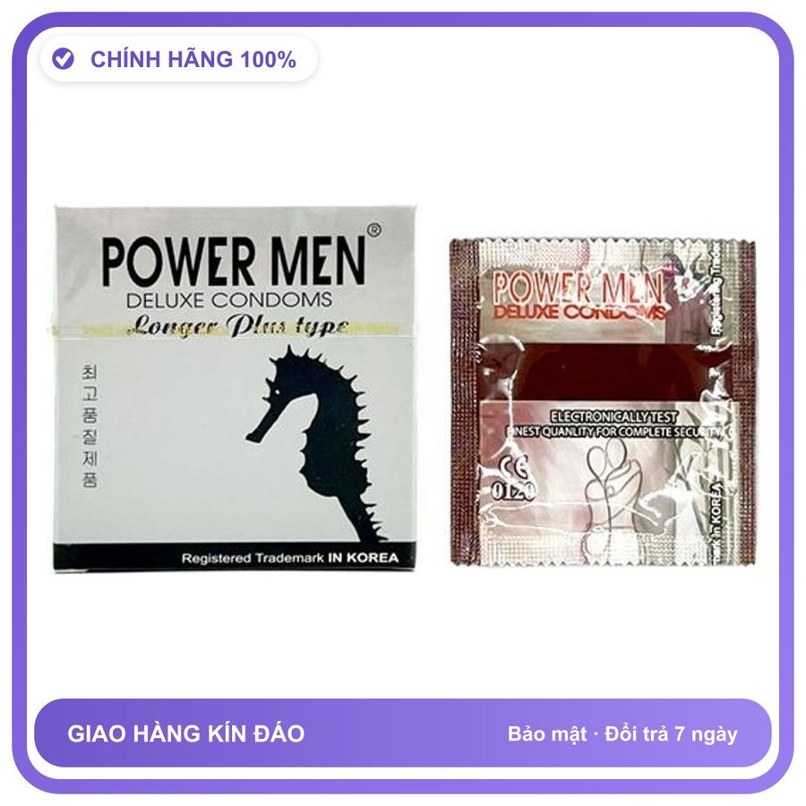 Bao cao su kéo dài quan hệ Powermen Longer Plus Hộp 3 cái