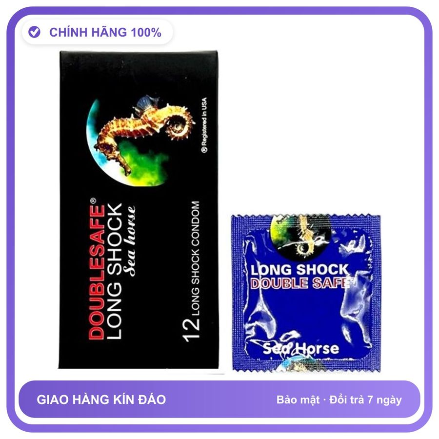 Bao cao su kéo dài quan hệ Cá Ngựa Double Seahorse Hộp 12 cái
