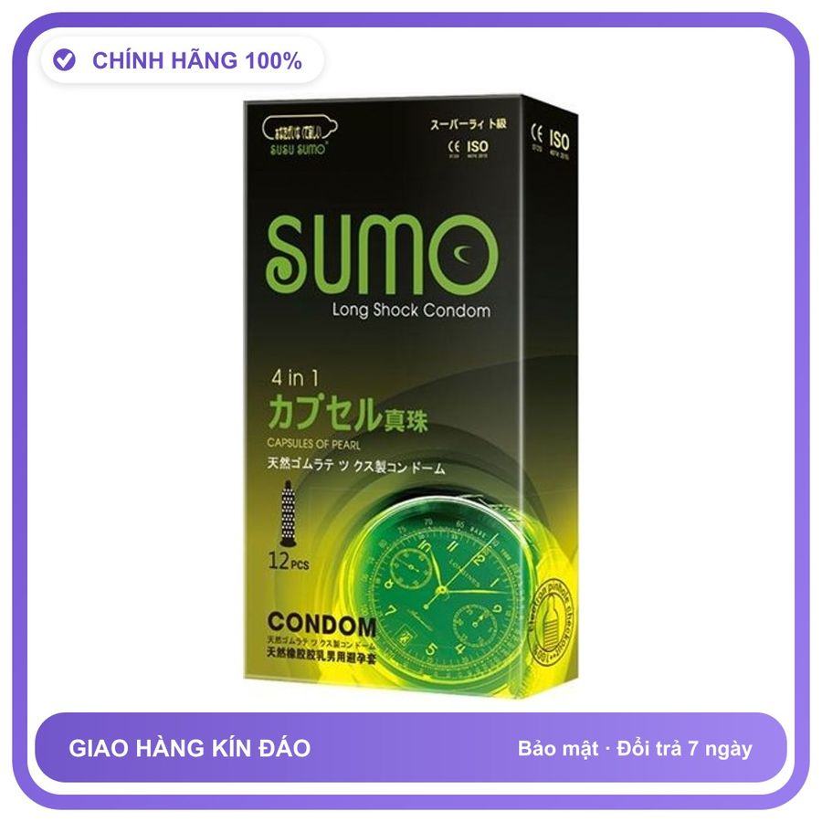 Bao cao su kéo dài quan hệ Sumo Long Shock 4in1 Hộp 12 cái