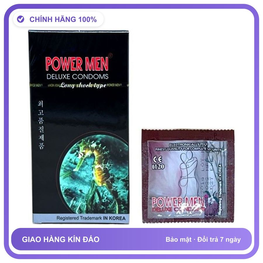 Bao cao su kéo dài quan hệ Cá Ngựa Powermen 4in1 Hộp 12 cái