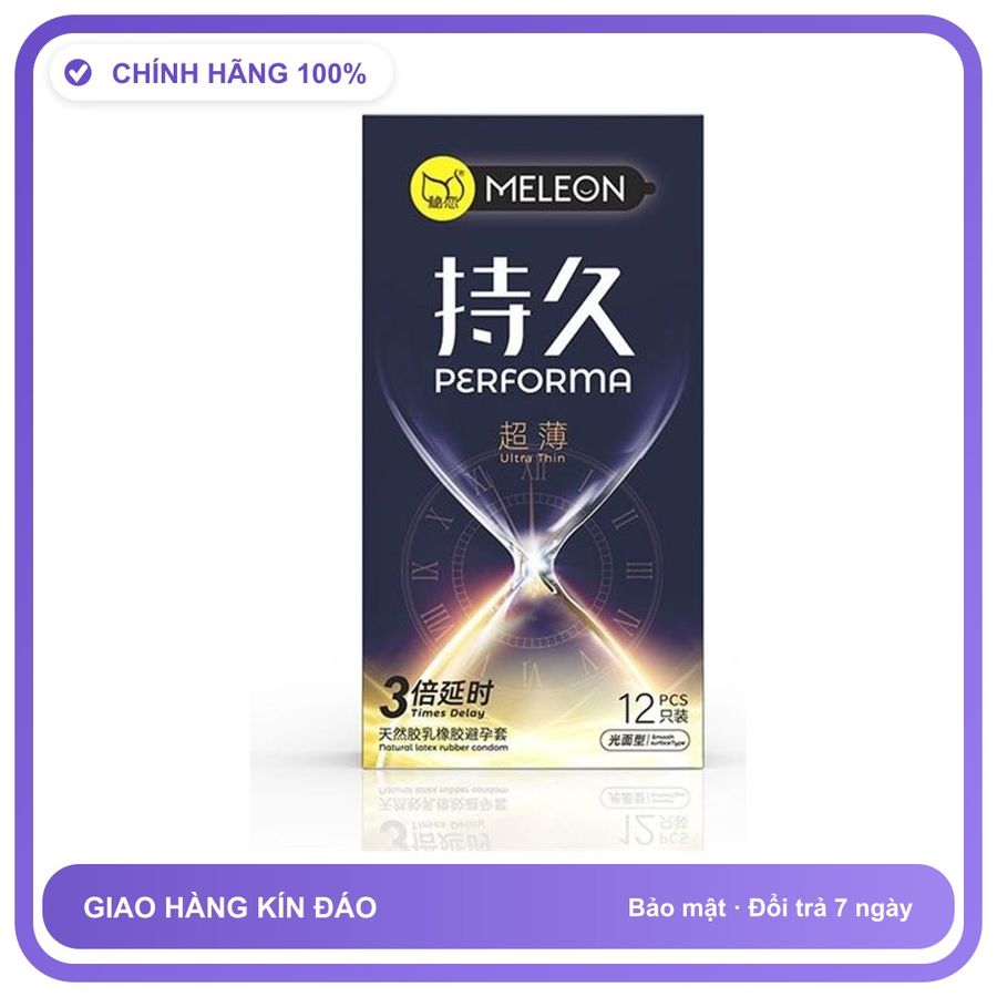 Bao cao su kéo dài quan hệ Meleon Performa - 3 Times Ultra Thin Hộp 12 cái